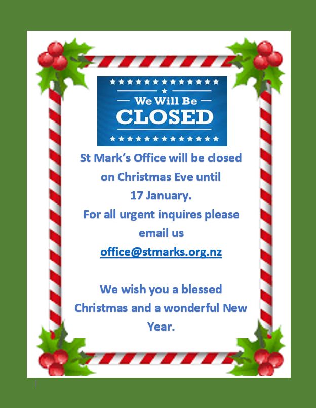 Office closed – St Marks